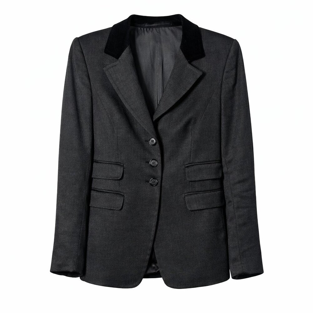 PAUW Amsterdam Women’s Black Wool Velvet-Collar Blazer Size 2